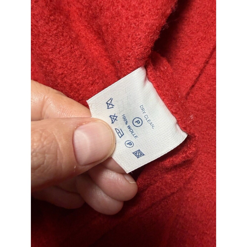 Vtg 90s Lands End Red 100% Broiled Wool Button Front Shirt Jacket Womens Plus 24 - Picture 5 of 7